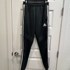 adidas Charcoal Gray Jogger Pants with White Stripes and Logo